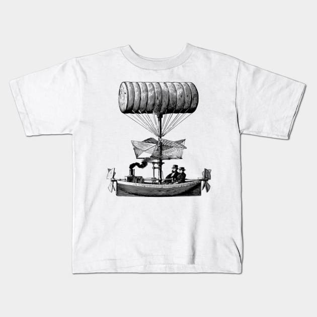 Steampunk Airship Kids T-Shirt by Hudkins